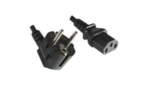 AC-strömkabel, Euro typ C (CEE 7/17)-kontakt - IEC 60320 C13, 1.5m, Svart